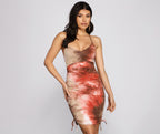 Tie-Dye Retro Dress with Ruched Details