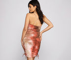 Tie-Dye Retro Dress with Ruched Details