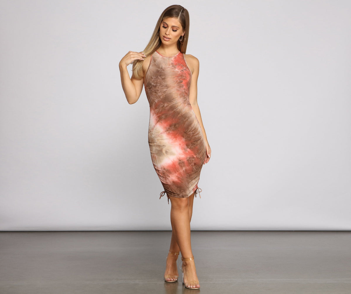 Crewneck Sleeveless Mini Dress with Ruched Details