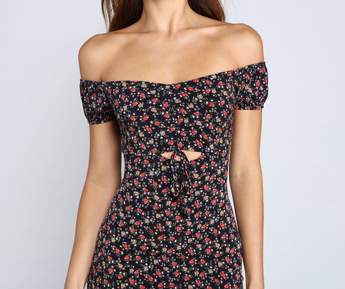 Floral Mini Dress with Ruched Details