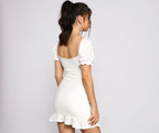 Square-Neck Bodycon Ruffled Mini Dress