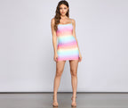 Tie-Dye Mesh Mini Dress
