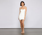Spaghetti-Strap Sleeveless Mini Dress with a Square Neck