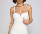 Spaghetti-Strap Sleeveless Mini Dress with a Square Neck