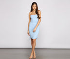 Square-Neck Ribbed Spaghetti-Strap Dress