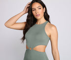 Ribbed Sleeveless Mini Dress with Cutout Details