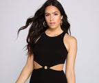 Ribbed Sleeveless Mini Dress with Cutout Details