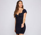Off-Shoulder Smocked Mini Dress with Keyhole Detail