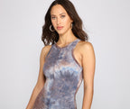 Tie-Dye Knit Sleeveless Mini Dress