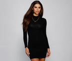 High-Neck Fitted Mini Dress