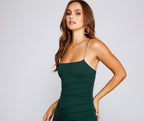 Square-Neck Ruched Sleeveless Mini Dress