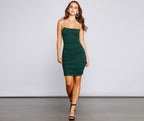 Square-Neck Ruched Sleeveless Mini Dress