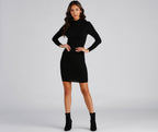 Ribbed Bodycon Dress with a High Neck