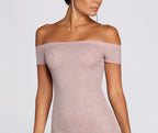 Glitter Dress with an Off-Shoulder Neck