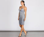 Spaghetti-Strap Glitter Midi Dress with Zip Details