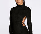 Suede Mini Dress with Lace-Up Details