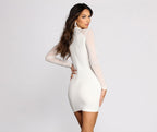 Crewneck Sheer Mini Dress with Cutout Details