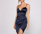 Satin Sleeveless Mini Dress with a V-Neck