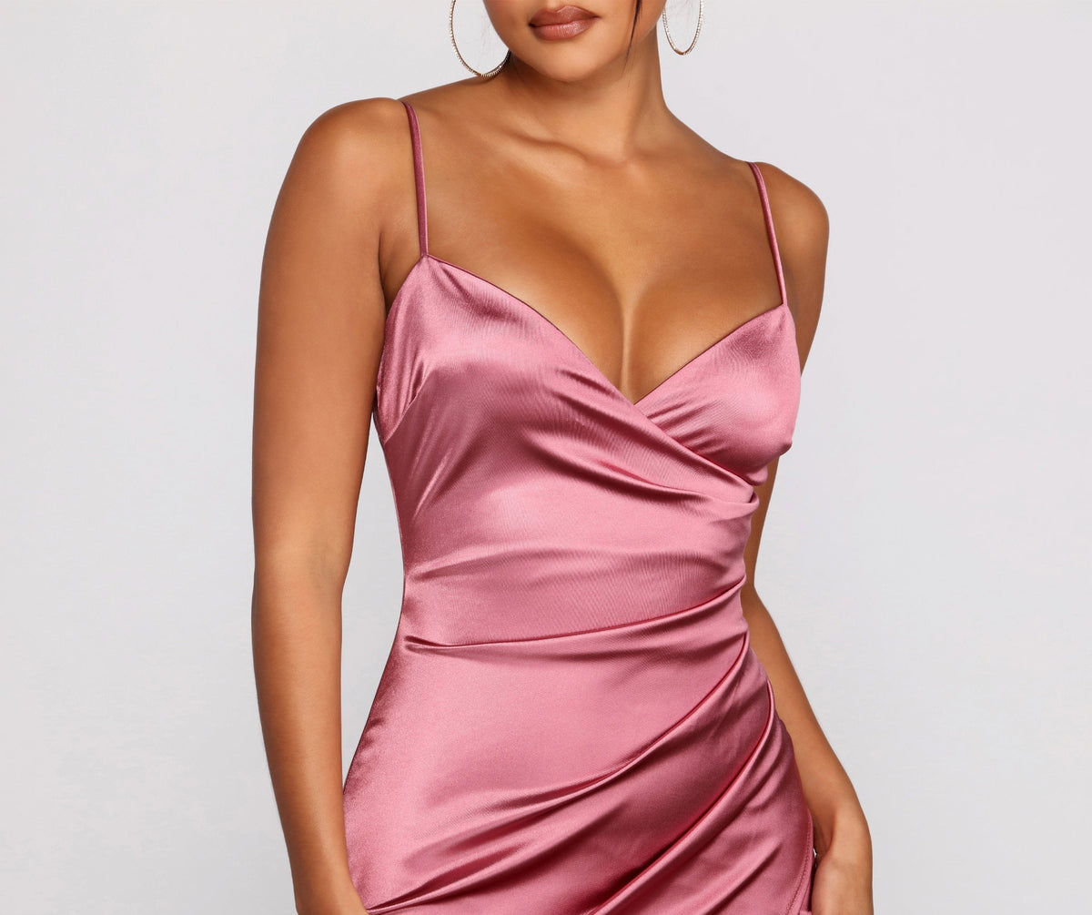Satin Sleeveless Mini Dress with a V-Neck