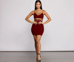 Plunging-V Spaghetti-Strap Cutout Mini Dress