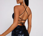 Sequined Mini Dress with Lace-Up Details