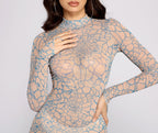 Geometric-Print Mesh Mini Dress