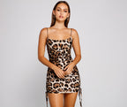 Leopard-Print Square-Neck Sleeveless Mini Dress