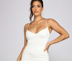 Sweetheart-Neck Ruched Sleeveless Mini Dress