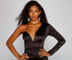 Satin Mini Dress with a One-Shoulder Cut