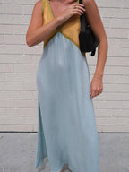 Contrast-Detail Dress with a V-Neck
