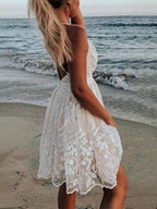 V-Neck Lace Dress with an Open Back