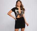 Baddie Chic Tie Front Mini Dress - Lady Occasions