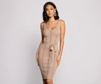 Ribbed Midi Dress with a Scoop Neck