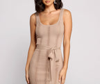 Ribbed Midi Dress with a Scoop Neck