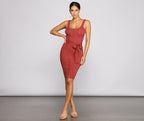 Ribbed Midi Dress with a Scoop Neck