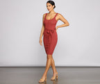 Ribbed Midi Dress with a Scoop Neck