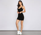 Knit Sleeveless Mini Dress with a Scoop Neck