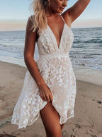 V-Neck Lace Dress with an Open Back