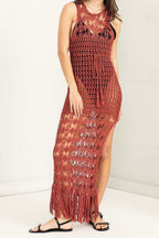 Knit Fringed Cutout Cover-Up