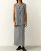 Gray Relaxed-Fit Sleeveless Two-Piece Set