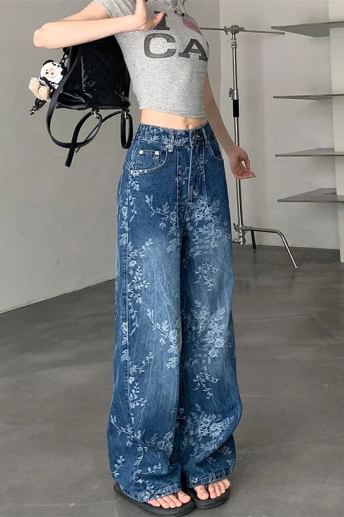 Floral Relaxed-Fit Jeans