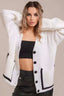 V-Neck Knit Pocket-Detail Cardigan