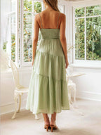 Lace-Up Paneled Sleeveless Slip Dress with an Open Back