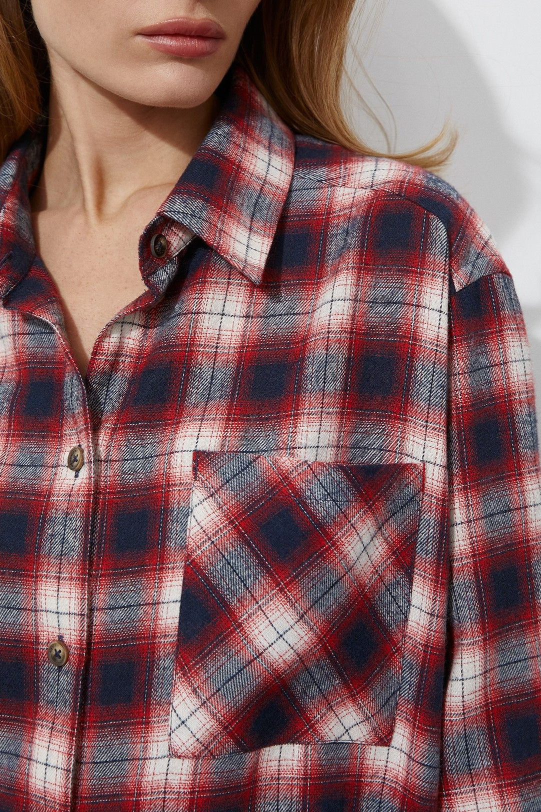 Checked Oversized Cotton Blouse