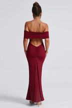 Solid Off Shoulder Ruched Formal Dress