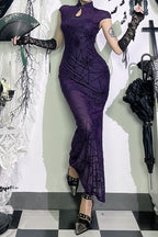 High-Rise Gothic Dress with a High Neck