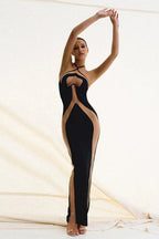Halterneck Fitted Maxi Dress with Cutout Details