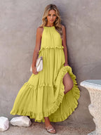 Tiered High-Low Maxi Dress with Ruffle Details