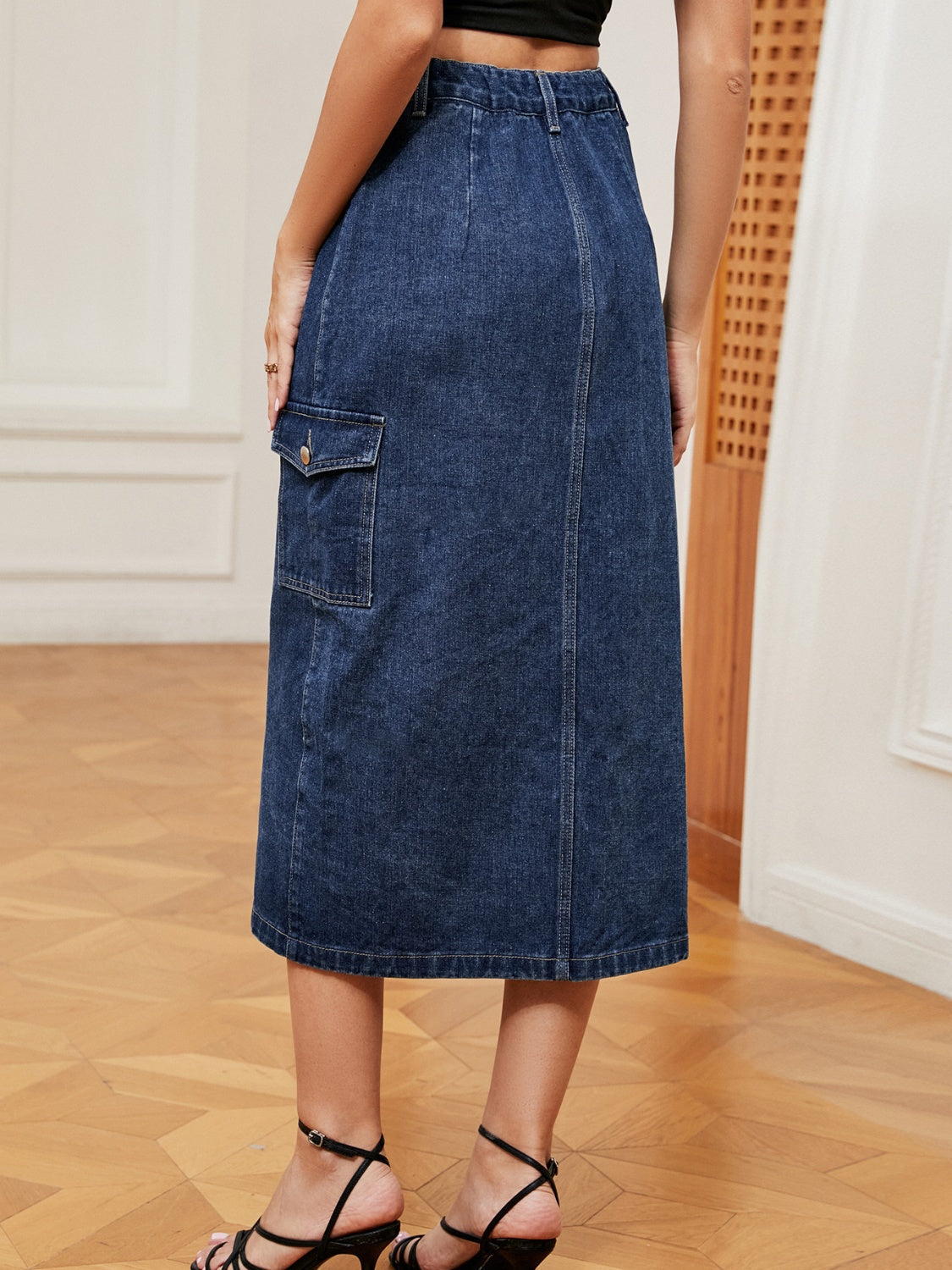 Denim Skirt with a Button Front