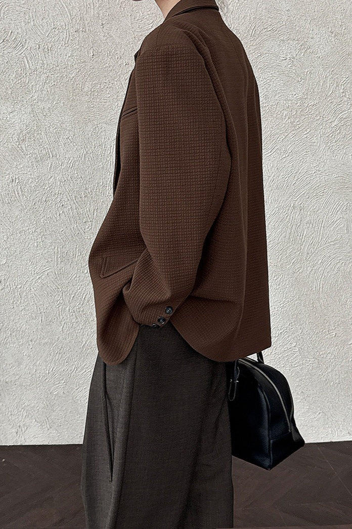 Waffle-Texture Oversized Blazer